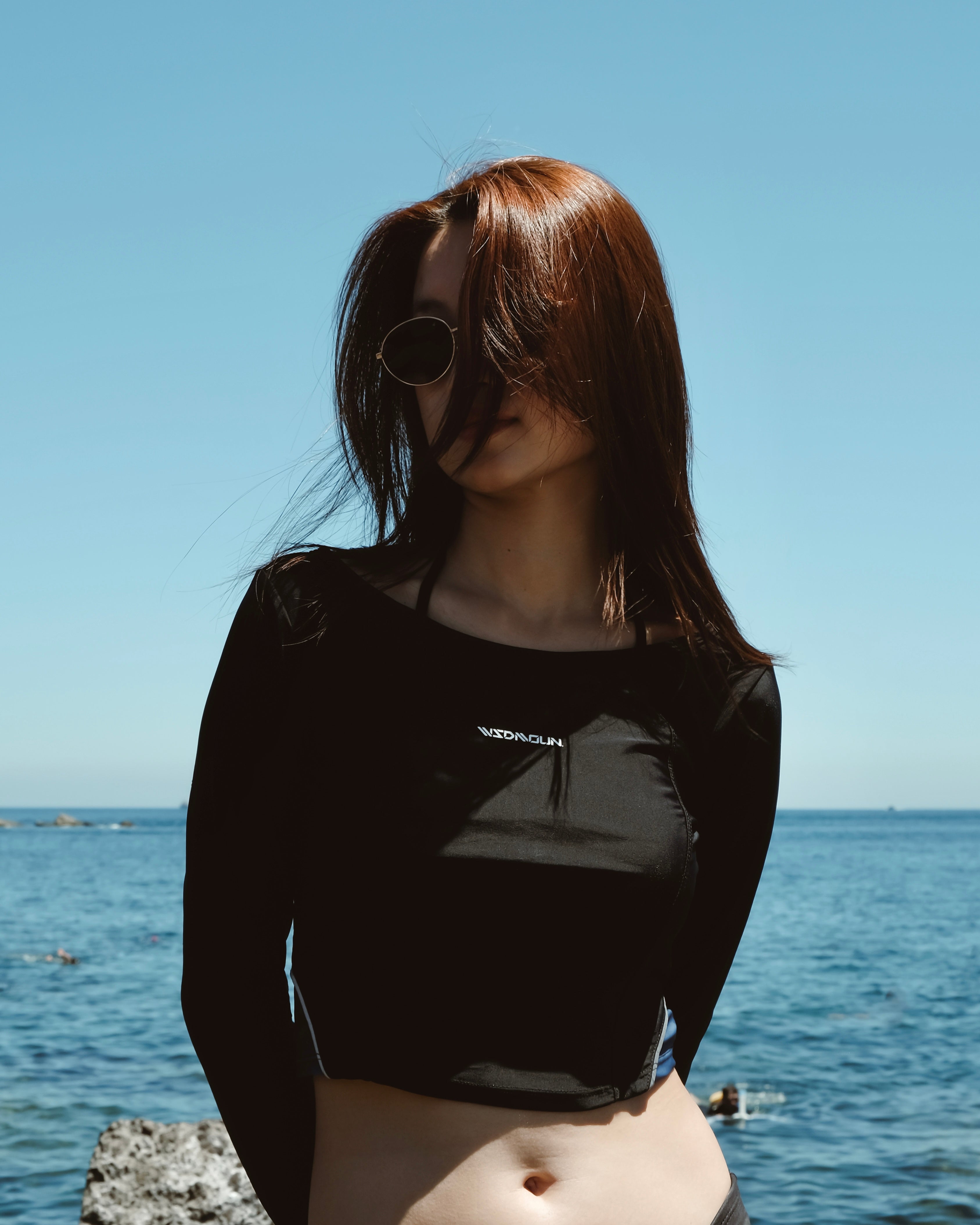 BOAT COLLAR L/S CROP TOP|一字領型長袖半身防曬衣