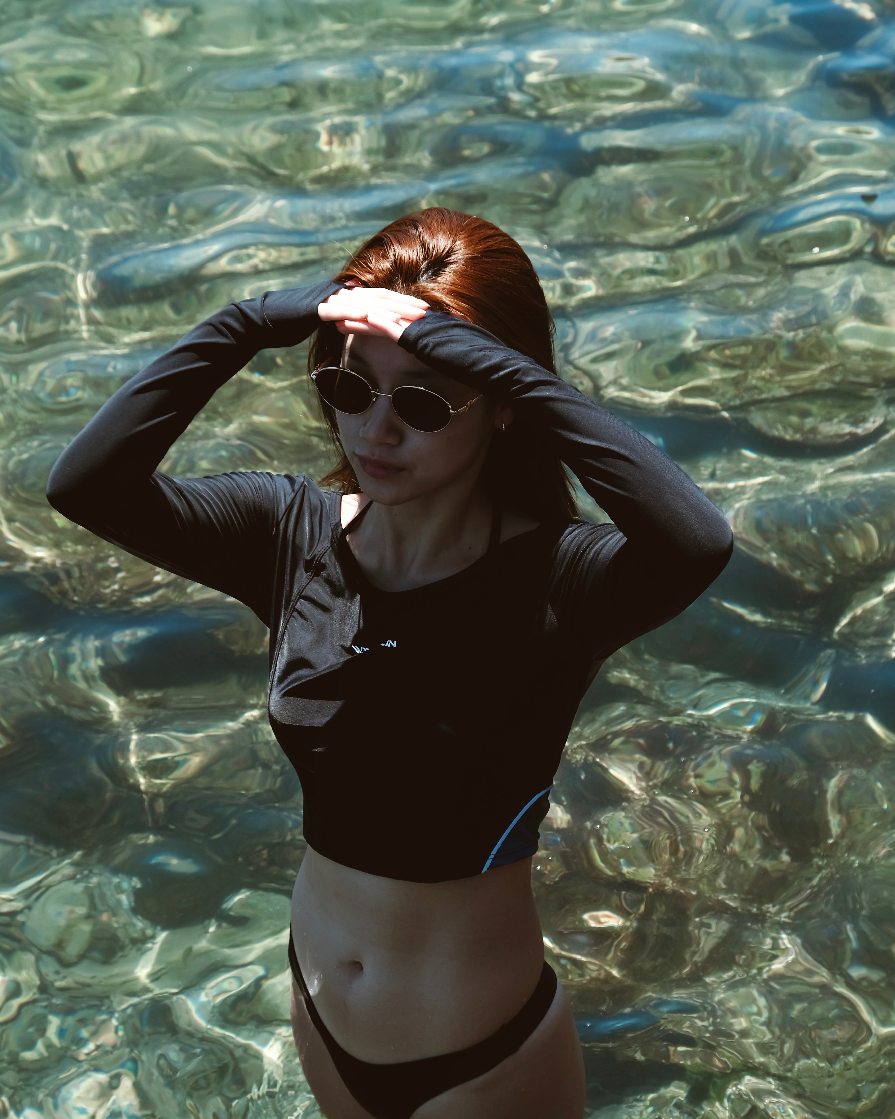 BOAT COLLAR L/S CROP TOP|一字領型長袖半身防曬衣