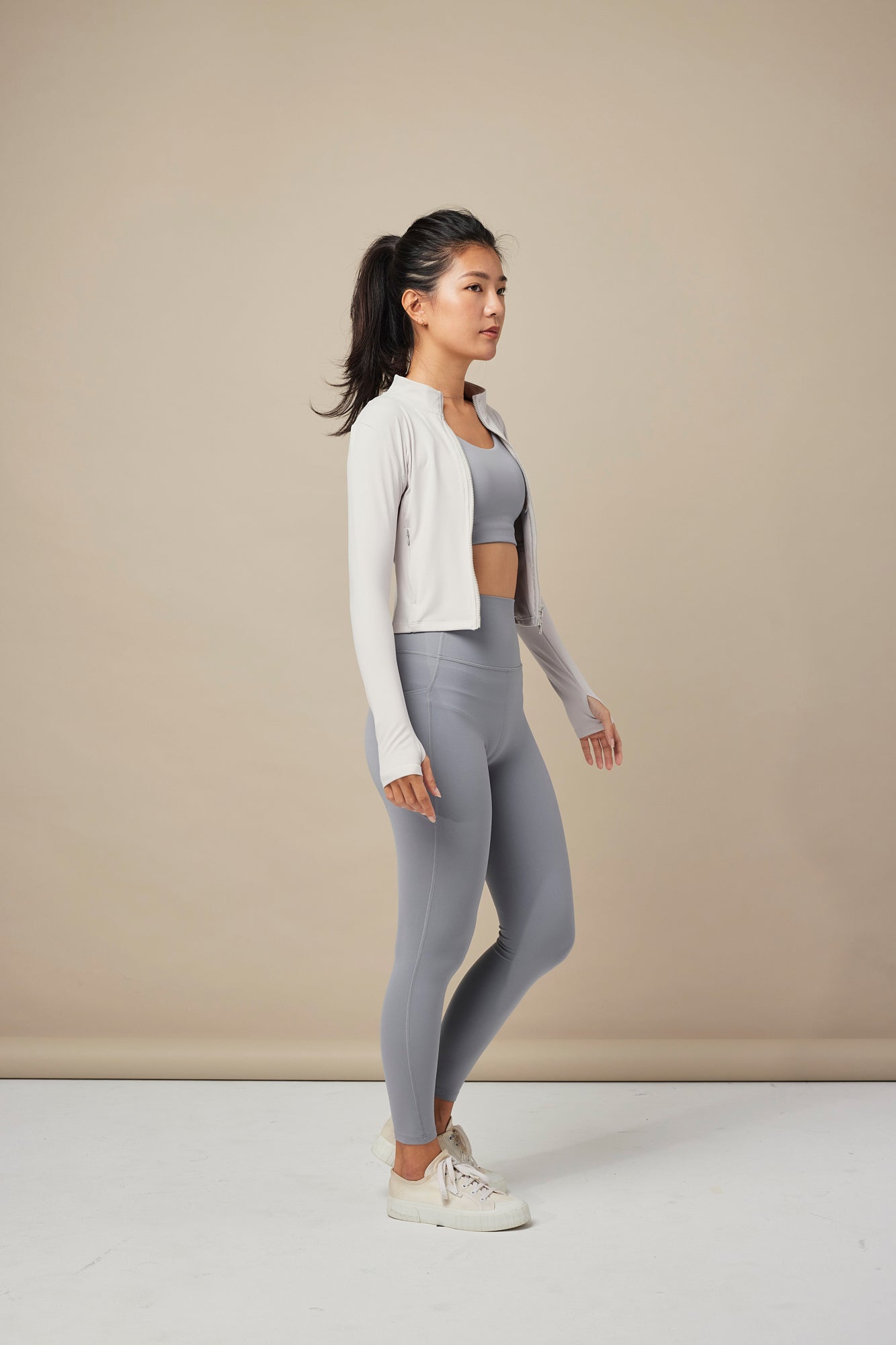 23" Pocket Utility Leggings - Gray|高腰流線口袋運動長褲 - 明灰色
